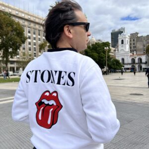 Campera Frisa Bordada Rolling Stones Factory Rock